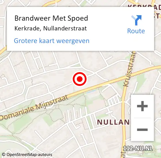 Locatie op kaart van de 112 melding: Brandweer Met Spoed Naar Kerkrade, Nullanderstraat op 16 augustus 2020 16:07