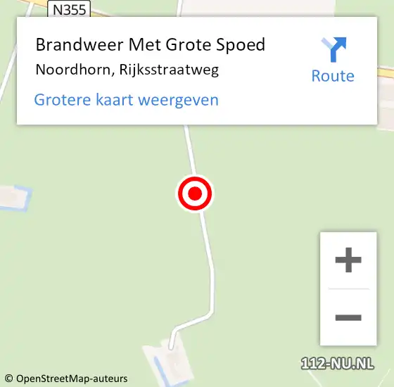 Locatie op kaart van de 112 melding: Brandweer Met Grote Spoed Naar Noordhorn, Rijksstraatweg op 16 augustus 2020 17:00