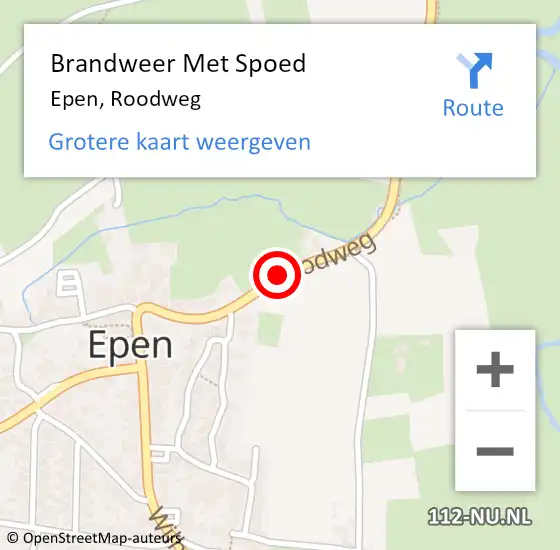 Locatie op kaart van de 112 melding: Brandweer Met Spoed Naar Epen, Roodweg op 16 augustus 2020 17:10