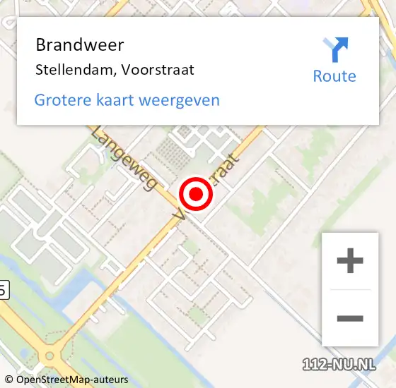 Locatie op kaart van de 112 melding: Brandweer Stellendam, Voorstraat op 16 augustus 2020 17:34