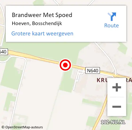 Locatie op kaart van de 112 melding: Brandweer Met Spoed Naar Hoeven, Bosschendijk op 16 augustus 2020 17:58