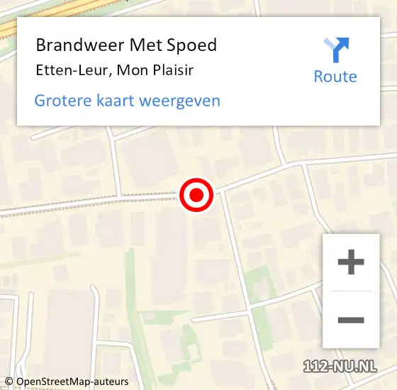 Locatie op kaart van de 112 melding: Brandweer Met Spoed Naar Etten-Leur, Mon Plaisir op 16 augustus 2020 18:07