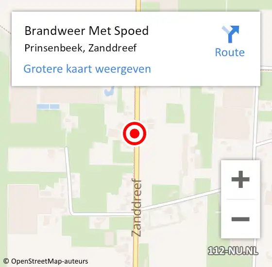 Locatie op kaart van de 112 melding: Brandweer Met Spoed Naar Prinsenbeek, Zanddreef op 16 augustus 2020 18:30