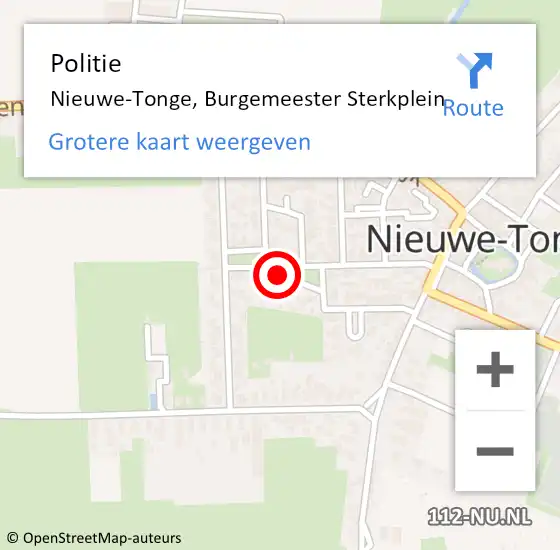 Locatie op kaart van de 112 melding: Politie Nieuwe-Tonge, Burgemeester Sterkplein op 16 augustus 2020 18:42