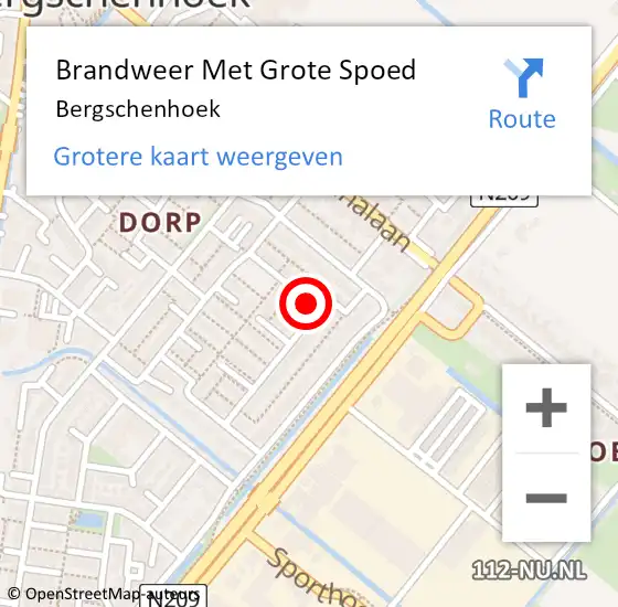 Locatie op kaart van de 112 melding: Brandweer Met Grote Spoed Naar Bergschenhoek op 16 augustus 2020 19:11