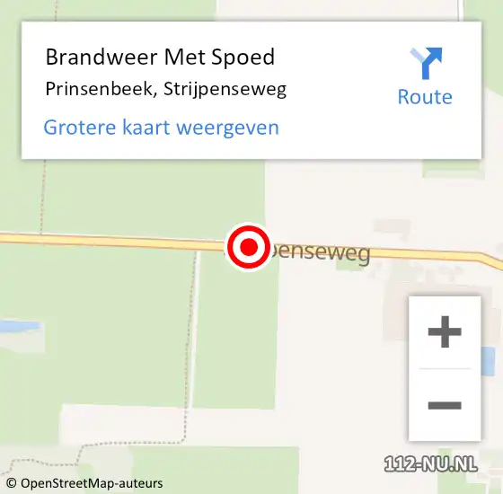 Locatie op kaart van de 112 melding: Brandweer Met Spoed Naar Prinsenbeek, Strijpenseweg op 16 augustus 2020 19:13