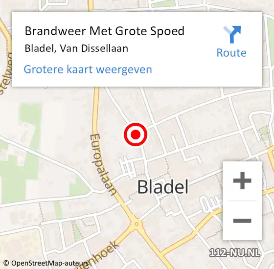 Locatie op kaart van de 112 melding: Brandweer Met Grote Spoed Naar Bladel, Van Dissellaan op 16 augustus 2020 19:16