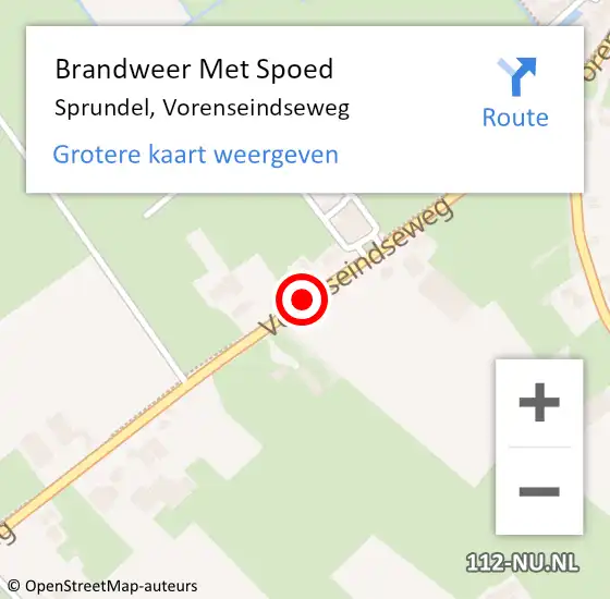 Locatie op kaart van de 112 melding: Brandweer Met Spoed Naar Sprundel, Vorenseindseweg op 16 augustus 2020 19:22