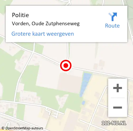 Locatie op kaart van de 112 melding: Politie Vorden, Oude Zutphenseweg op 16 augustus 2020 19:50