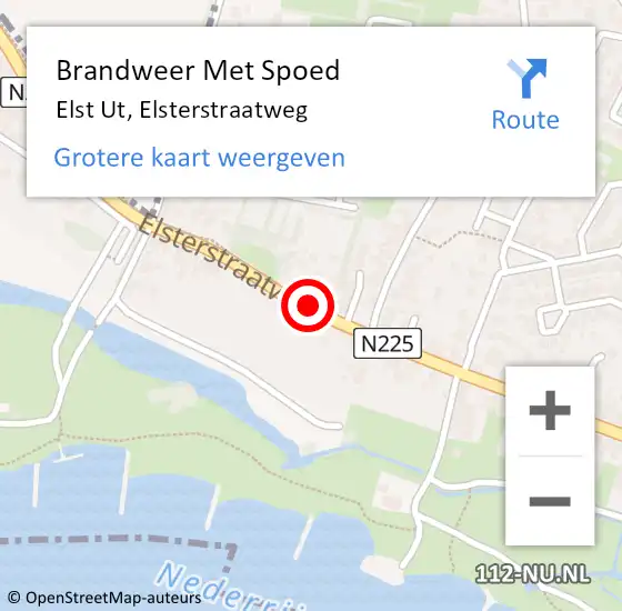 Locatie op kaart van de 112 melding: Brandweer Met Spoed Naar Elst Ut, Elsterstraatweg op 16 augustus 2020 20:19