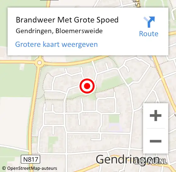 Locatie op kaart van de 112 melding: Brandweer Met Grote Spoed Naar Gendringen, Bloemersweide op 16 mei 2014 06:50