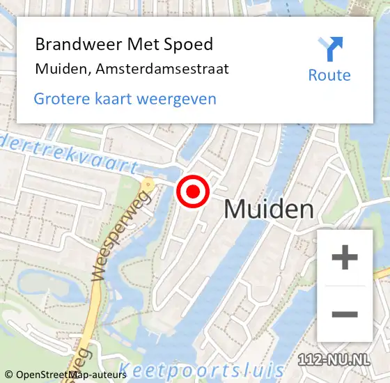 Locatie op kaart van de 112 melding: Brandweer Met Spoed Naar Muiden, Amsterdamsestraat op 16 augustus 2020 20:54