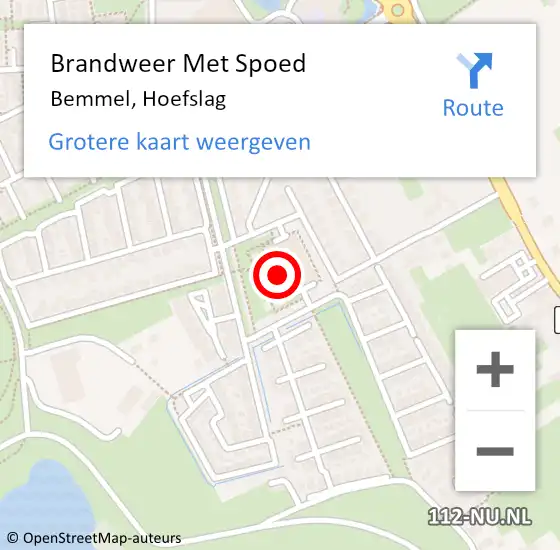 Locatie op kaart van de 112 melding: Brandweer Met Spoed Naar Bemmel, Hoefslag op 16 augustus 2020 20:55