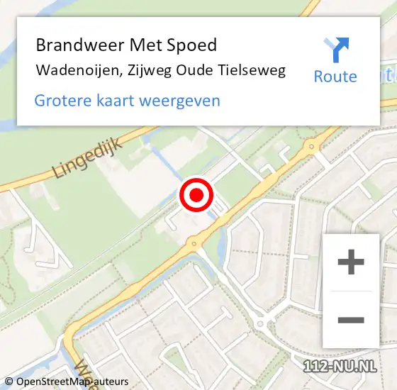 Locatie op kaart van de 112 melding: Brandweer Met Spoed Naar Wadenoijen, Zijweg Oude Tielseweg op 16 augustus 2020 21:03