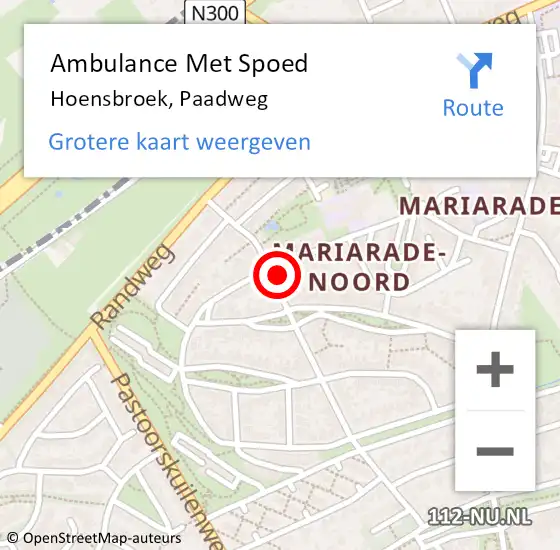 Locatie op kaart van de 112 melding: Ambulance Met Spoed Naar Hoensbroek, Paadweg op 16 mei 2014 07:06