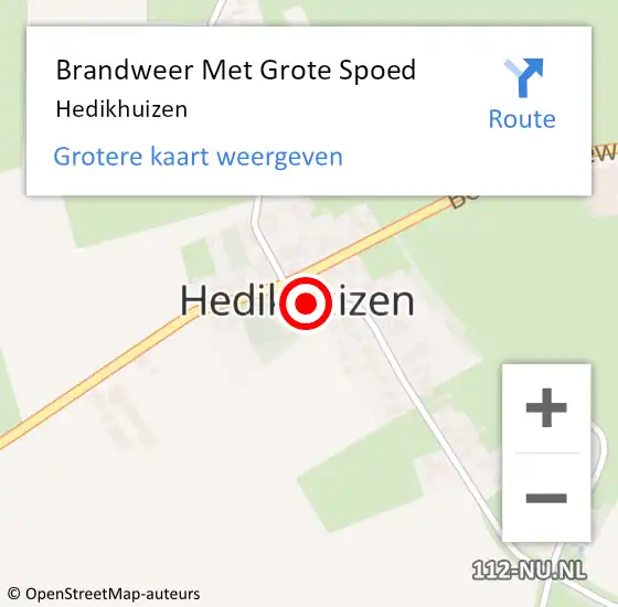 Locatie op kaart van de 112 melding: Brandweer Met Grote Spoed Naar Hedikhuizen op 16 augustus 2020 21:11