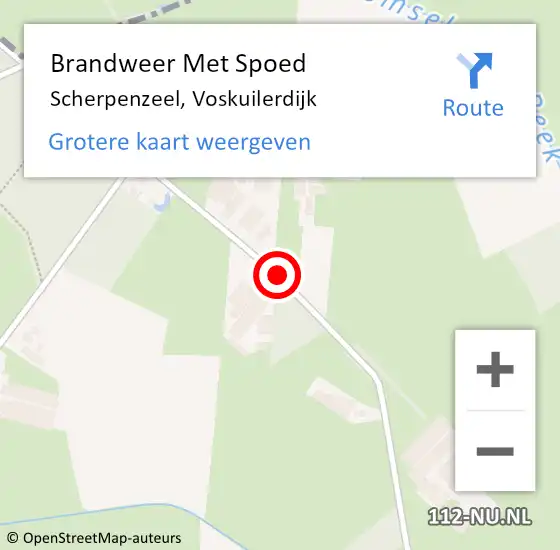 Locatie op kaart van de 112 melding: Brandweer Met Spoed Naar Scherpenzeel, Voskuilerdijk op 16 augustus 2020 21:35