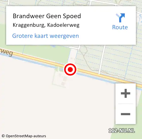 Locatie op kaart van de 112 melding: Brandweer Geen Spoed Naar Kraggenburg, Kadoelerweg op 16 augustus 2020 21:40