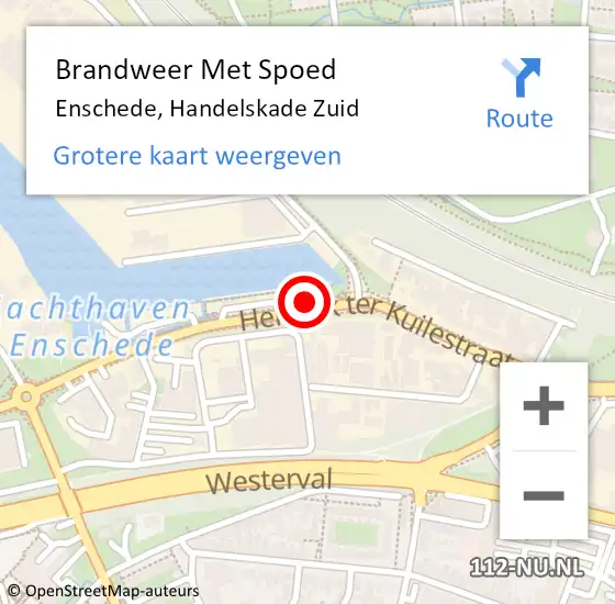 Locatie op kaart van de 112 melding: Brandweer Met Spoed Naar Enschede, Handelskade Zuid op 16 augustus 2020 21:41