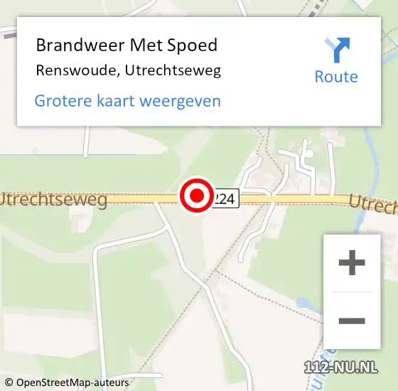 Locatie op kaart van de 112 melding: Brandweer Met Spoed Naar Renswoude, Utrechtseweg op 16 augustus 2020 21:58