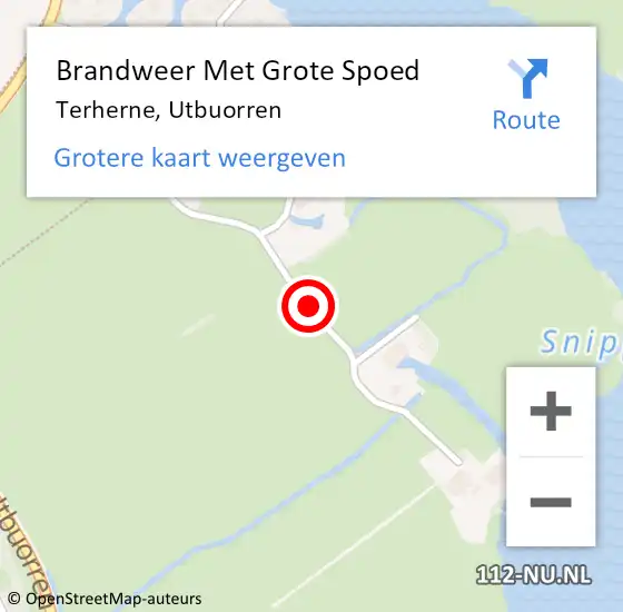 Locatie op kaart van de 112 melding: Brandweer Met Grote Spoed Naar Terherne, Utbuorren op 16 augustus 2020 22:06