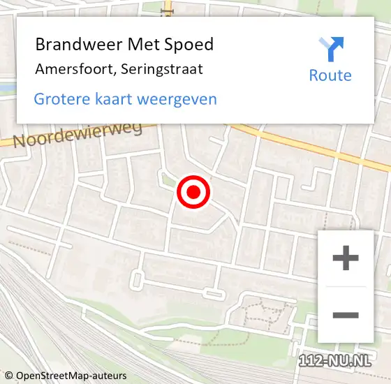 Locatie op kaart van de 112 melding: Brandweer Met Spoed Naar Amersfoort, Seringstraat op 16 augustus 2020 22:17