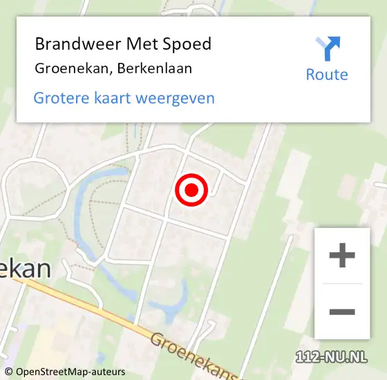 Locatie op kaart van de 112 melding: Brandweer Met Spoed Naar Groenekan, Berkenlaan op 16 augustus 2020 22:39