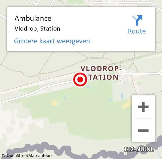 Locatie op kaart van de 112 melding: Ambulance Vlodrop, Station op 16 augustus 2020 23:06