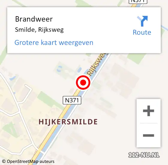 Locatie op kaart van de 112 melding: Brandweer Smilde, Rijksweg op 17 augustus 2020 00:11