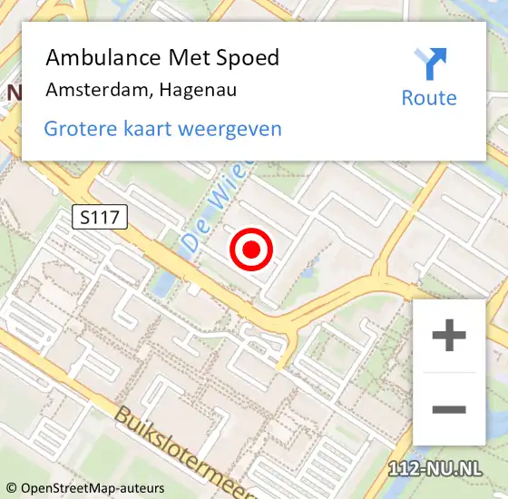 Locatie op kaart van de 112 melding: Ambulance Met Spoed Naar Amsterdam, Hagenau op 17 augustus 2020 01:22
