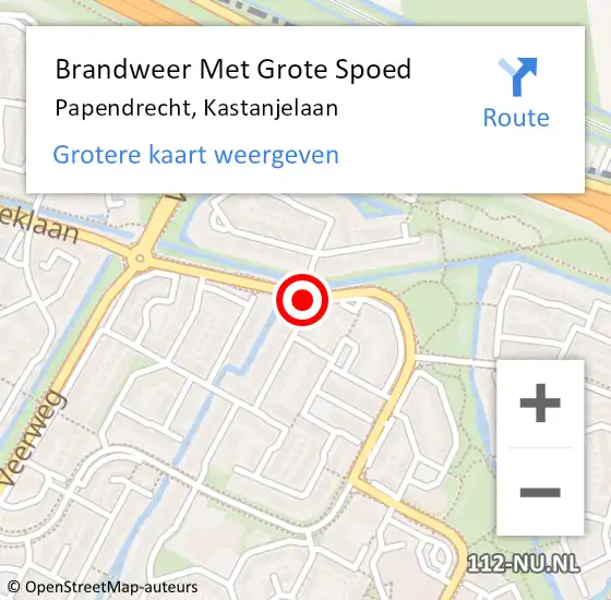 Locatie op kaart van de 112 melding: Brandweer Met Grote Spoed Naar Papendrecht, Kastanjelaan op 17 augustus 2020 07:01