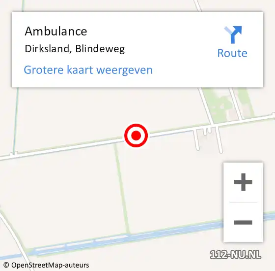 Locatie op kaart van de 112 melding: Ambulance Dirksland, Blindeweg op 17 augustus 2020 07:03