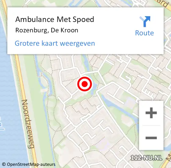 Locatie op kaart van de 112 melding: Ambulance Met Spoed Naar Rozenburg, De Kroon op 17 augustus 2020 07:18
