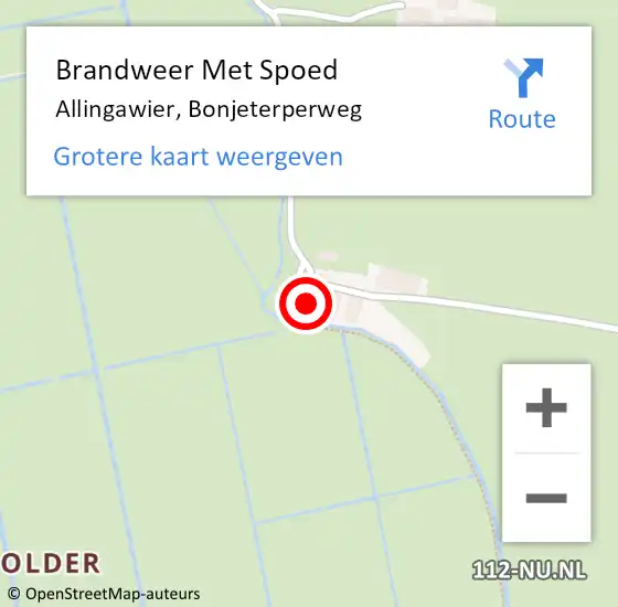 Locatie op kaart van de 112 melding: Brandweer Met Spoed Naar Allingawier, Bonjeterperweg op 17 augustus 2020 07:48