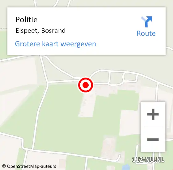 Locatie op kaart van de 112 melding: Politie Elspeet, Bosrand op 17 augustus 2020 08:32