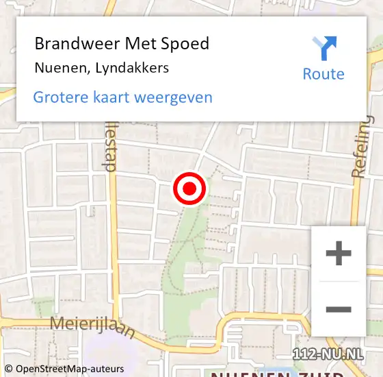 Locatie op kaart van de 112 melding: Brandweer Met Spoed Naar Nuenen, Lyndakkers op 17 augustus 2020 09:21