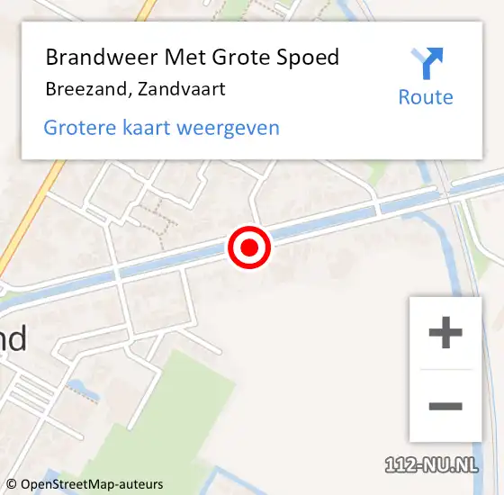 Locatie op kaart van de 112 melding: Brandweer Met Grote Spoed Naar Breezand, Zandvaart op 17 augustus 2020 09:47