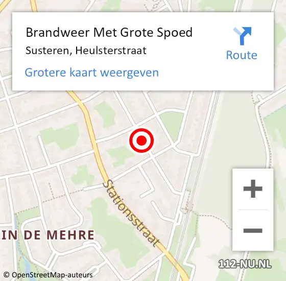 Locatie op kaart van de 112 melding: Brandweer Met Grote Spoed Naar Susteren, Heulsterstraat op 17 augustus 2020 10:29