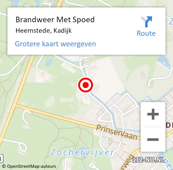 Locatie op kaart van de 112 melding: Brandweer Met Spoed Naar Heemstede, Kadijk op 17 augustus 2020 11:51