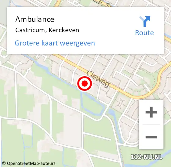 Locatie op kaart van de 112 melding: Ambulance Castricum, Kerckeven op 17 augustus 2020 15:04