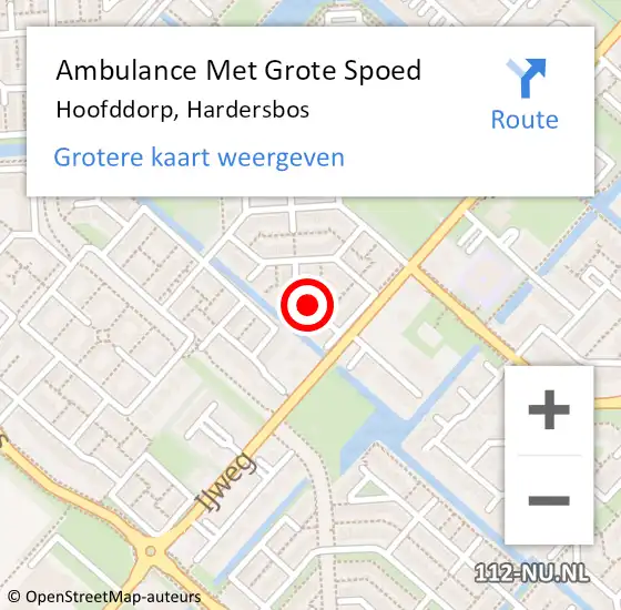 Locatie op kaart van de 112 melding: Ambulance Met Grote Spoed Naar Hoofddorp, Hardersbos op 17 augustus 2020 15:26