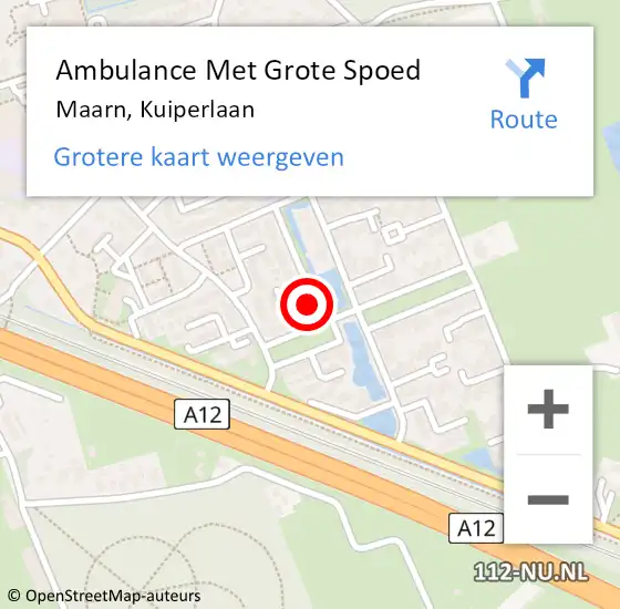 Locatie op kaart van de 112 melding: Ambulance Met Grote Spoed Naar Maarn, Kuiperlaan op 16 mei 2014 09:05