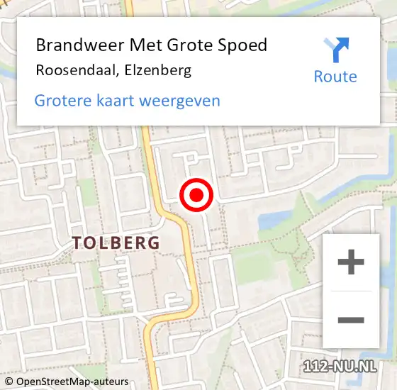 Locatie op kaart van de 112 melding: Brandweer Met Grote Spoed Naar Roosendaal, Elzenberg op 17 augustus 2020 15:51