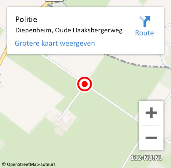 Locatie op kaart van de 112 melding: Politie Diepenheim, Oude Haaksbergerweg op 17 augustus 2020 15:56