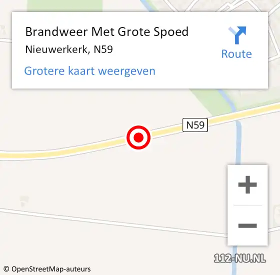 Locatie op kaart van de 112 melding: Brandweer Met Grote Spoed Naar Nieuwerkerk, N59 op 17 augustus 2020 16:11