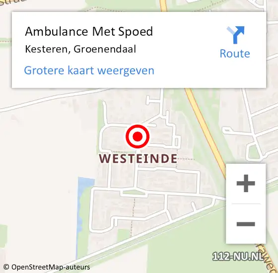 Locatie op kaart van de 112 melding: Ambulance Met Spoed Naar Kesteren, Groenendaal op 17 augustus 2020 17:34