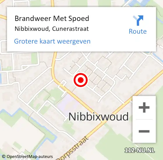 Locatie op kaart van de 112 melding: Brandweer Met Spoed Naar Nibbixwoud, Cunerastraat op 17 augustus 2020 17:37