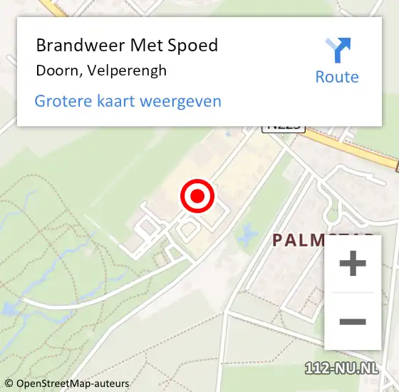 Locatie op kaart van de 112 melding: Brandweer Met Spoed Naar Doorn, Velperengh op 17 augustus 2020 18:09