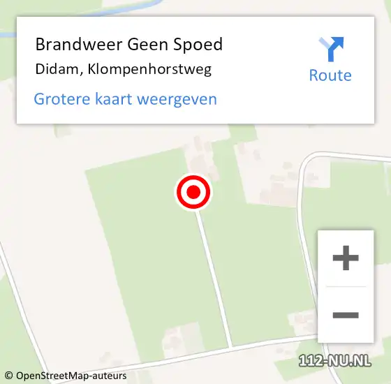 Locatie op kaart van de 112 melding: Brandweer Geen Spoed Naar Didam, Klompenhorstweg op 17 augustus 2020 18:59