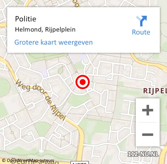 Locatie op kaart van de 112 melding: Politie Helmond, Rijpelplein op 17 augustus 2020 19:02